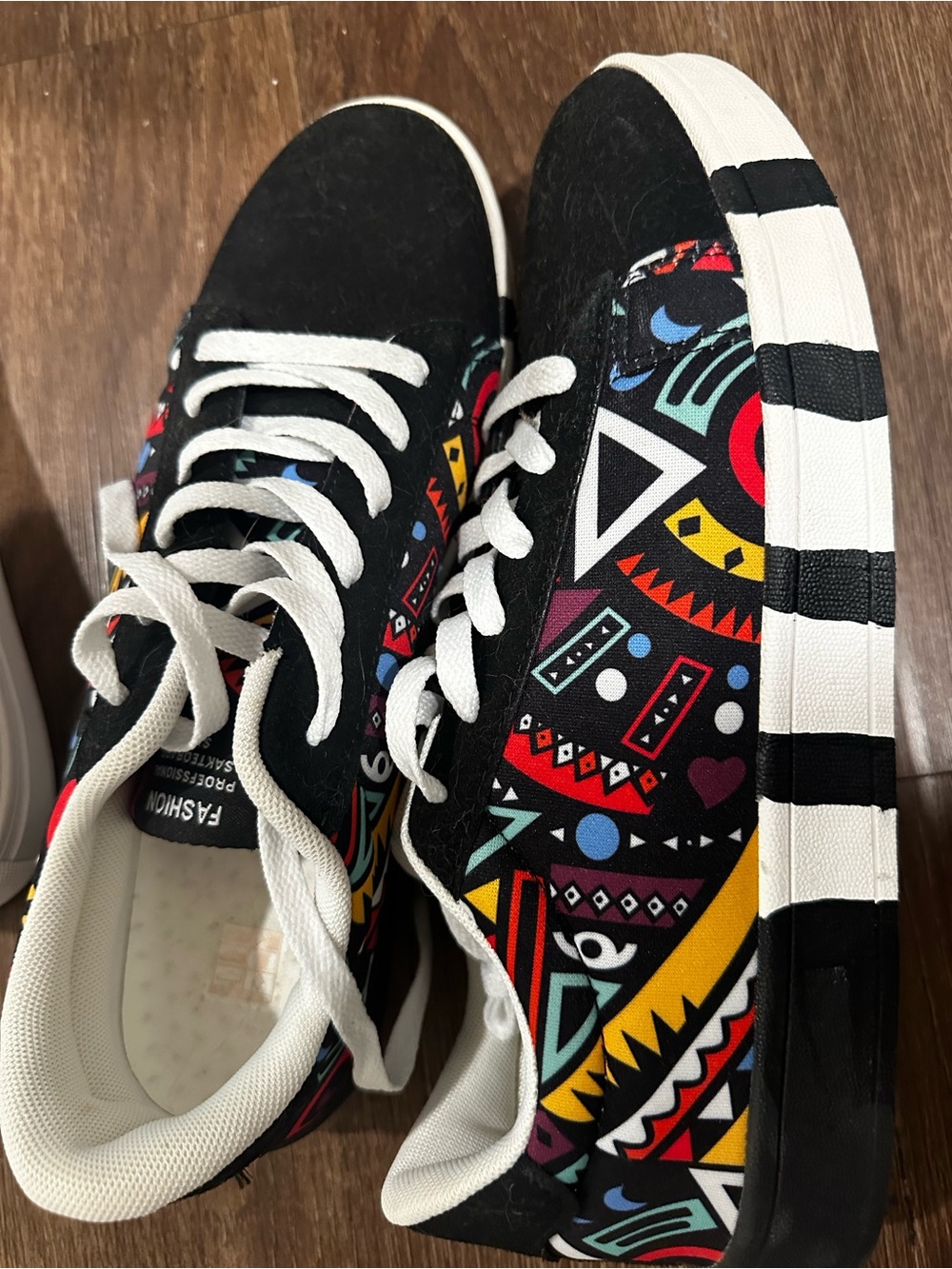 Women’s Black Multi-Color Patterned Canvas Sneakers